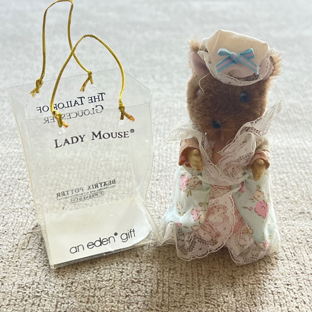Vintage Eden Beatrix Potter Lady Mouse Tailor of Gloucester Plush Figure in Bag